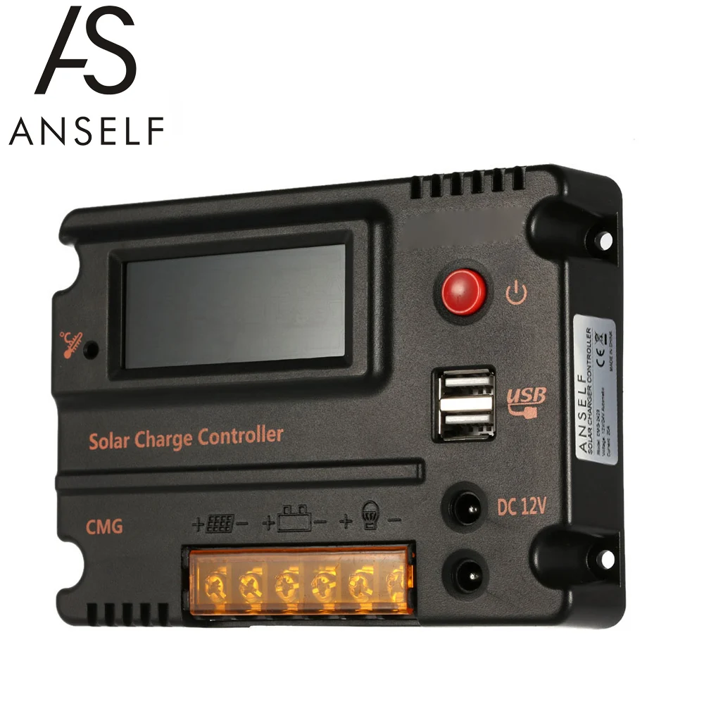 Anself 20A 12V 24V ЖК-дисплей за максимальной точкой мощности, Солнечный контроллер заряда Панель Батарея Регулятор автоматического переключения защита от перегрузки Температура компенсация - Цвет: 10A CMG-2410