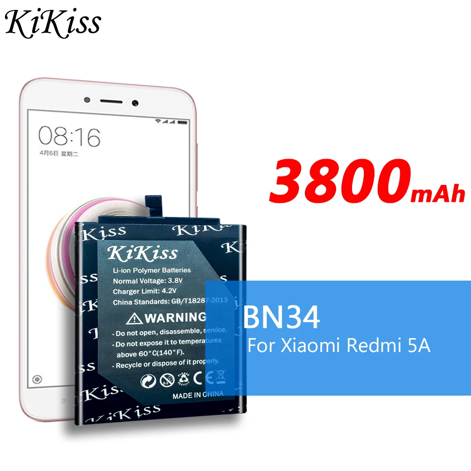Мощный аккумулятор для xiao mi BN34 3800 мАч высокая емкость оригинал Xiao Red 5A бесплатный