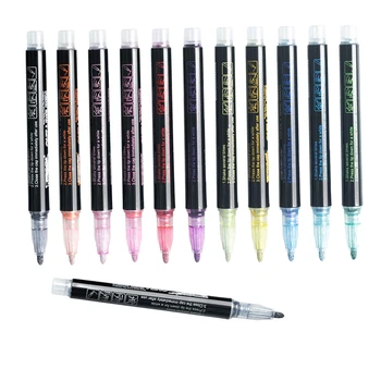 

12 Pieces Glitter Color Marker Set, Brush Pen Set, Fiber Pens, Watercolor