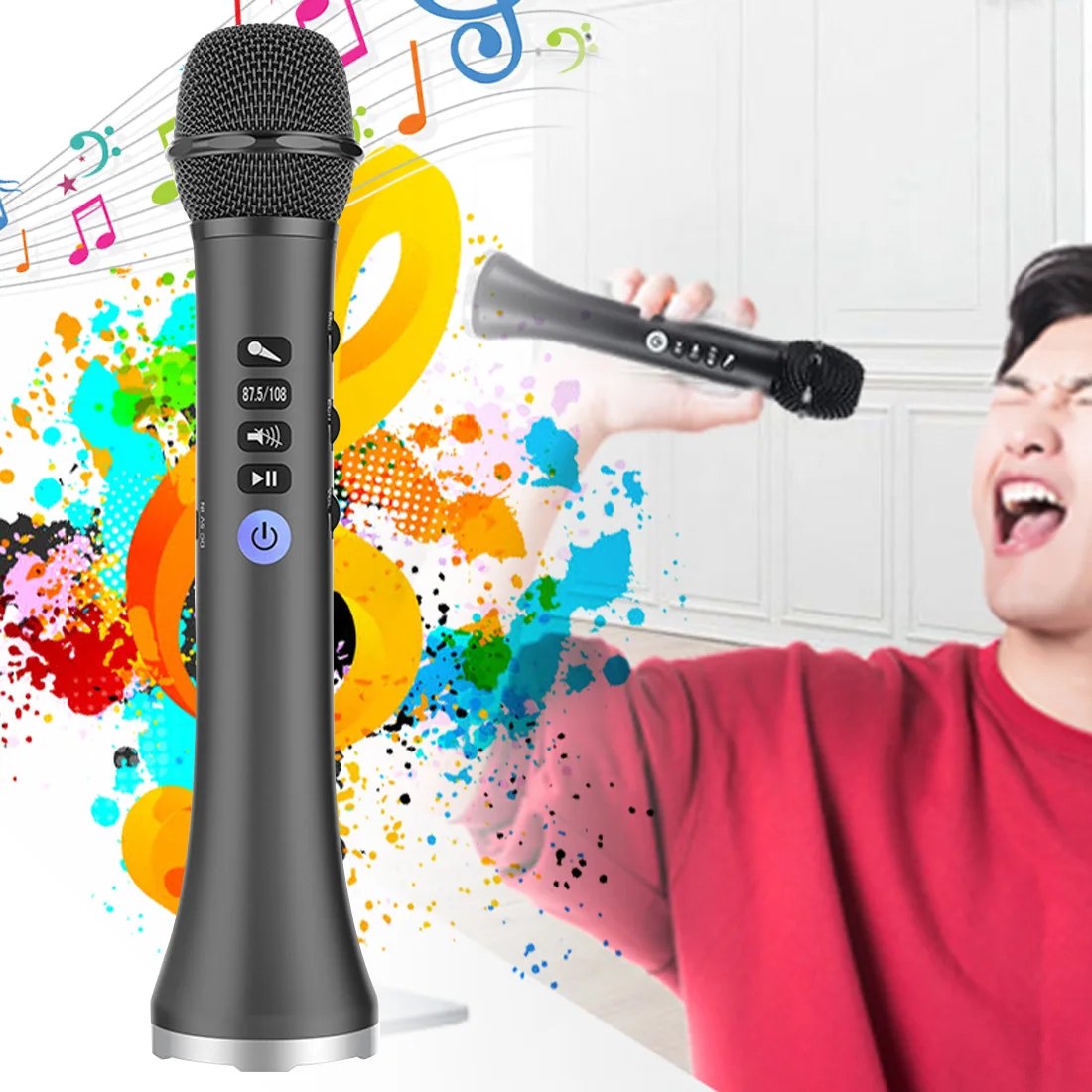 

Karaoke Microphone Wireless Bluetoothwith one button to eliminate song function, Protable Handheld Microphone