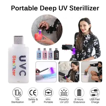 

2020 Portable UVC Disinfection Lamps UV LED Light Mobile Phone USB Typec Lighting Interface Mini Bactericidal Ultraviolet Lamp