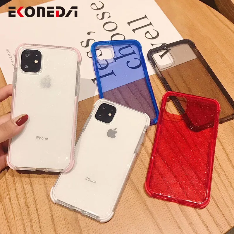 

EKONEDA Glitter Clear Case For iPhone 11 Pro Max X XS Max XR Case Silicone Soft Anti-knock Case For iPhone 7 6 6S 8 Plus