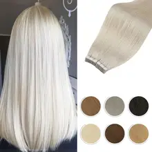 Blonde Tape in Extensions Human Hair Straight Machine Remy Brazilian Hair 14 24 Inch Seamless PU Skin Weft Double Sided Adhesive