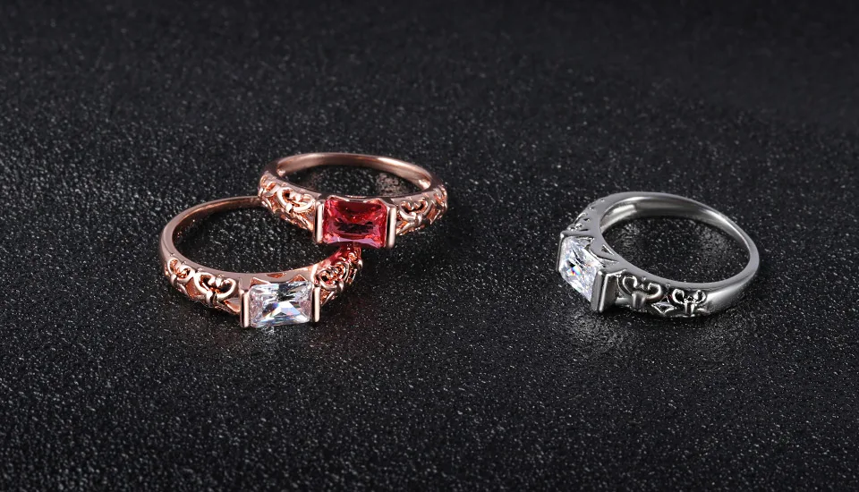 BICUX, милое розовое золото, серебро, большой красный, белый кристалл, кольца для женщин, помолвка, свадьба, мода, кубический цирконий, женское кольцо, ювелирное изделие