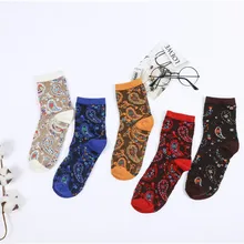100 пар/лот, FedEx, быстро, женские, повседневные, Осень-зима, теплые, стандартные, удобные, для девушек, этнический стиль, с рисунком, хлопковые носки(хорошие