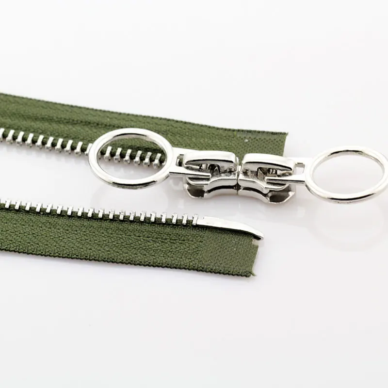 5# 70/90cm Metal Long Zipper Double Slider Two-Way Zip for Jackets Zipper Repair Kit Ring Buckle Replacement Sewing Material
