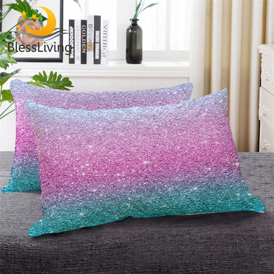 

BeddingOutlet Colorful Glitter Sleeping Pillow Shining Down Alternative Pillow Girly Turquoise Pink Pastel Colors Bedding 1pc