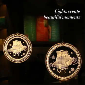 

LED String Lights Suction Cup Decorative Bedroom Decor 3D Effect Elk Bell Beautiful Christmas Decoration Door and Window