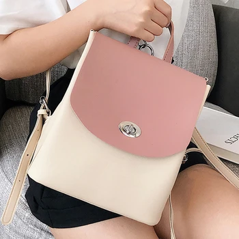 

New Designer Women Backpack Pu Leather Female Panelled Backpacks for Teenager Girls School Mochila Feminina Rucksack Mochilas
