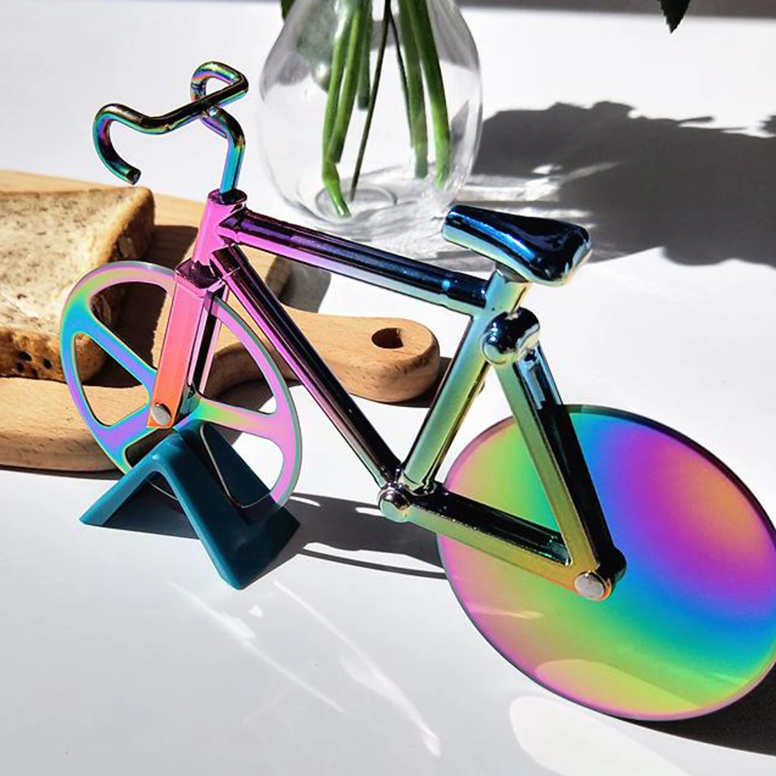 Creative Bicycle Pizza Cutter Stainless Steel Non-Stick Cutting Wheels Pizza Cutting Knife Pizza Chopper Slicer Tool Creative Bicycle Pizza Cutter Stainless Steel Non-Stick Cutting Wheels Pizza Cutting Knife Pizza Chopper Slicer Tool