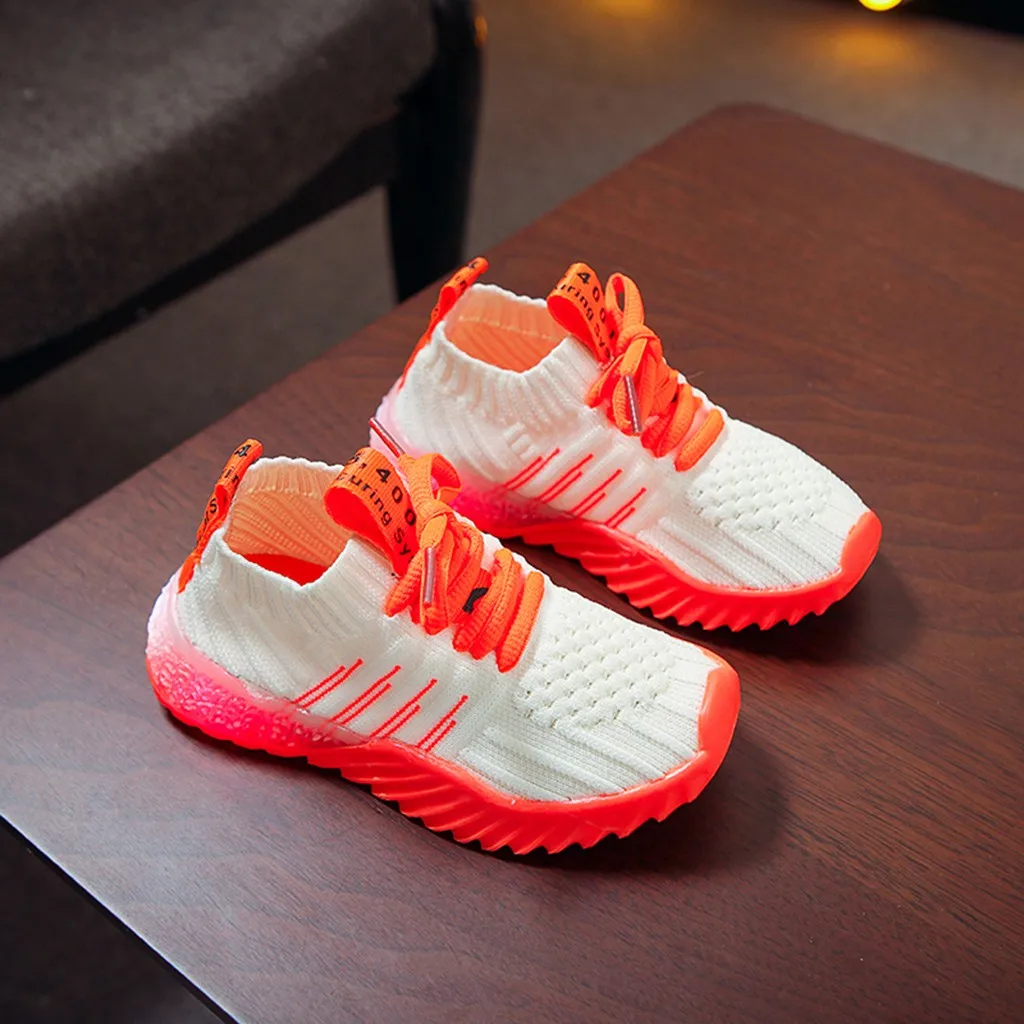 Детские кроссовки для малышей для девочек и мальчиков; детская обувь ярких цветов со светодиодной подсветкой; повседневные кроссовки для бега; разноцветная обувь