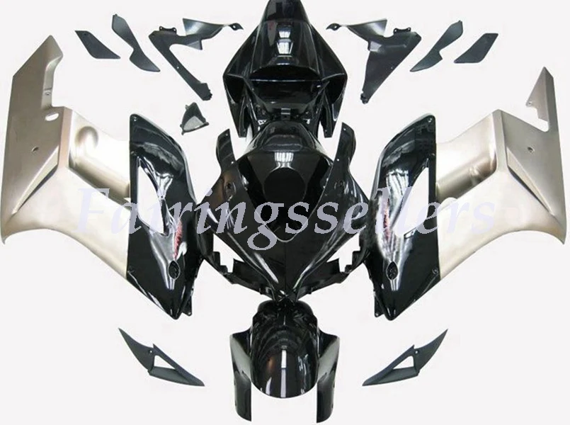 Литьевая форма) ABS Полный комплект обтекателя подходит для Honda CBR1000RR CBR1000 04 05 2004 2005 Обтекатели Черный Красный Пламя - Цвет: Black Silver