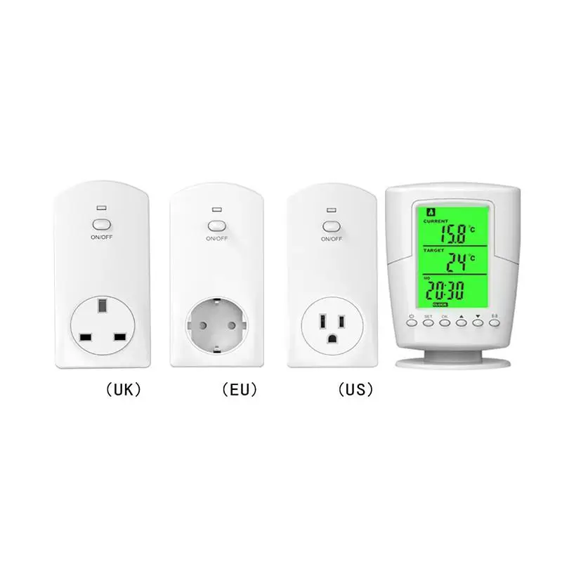 Digital Wireless Thermostat Socket White LCD Home Intelligent Temperature Control with Remote EU/US/UK Plug | Инструменты