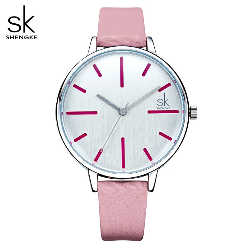 

Shengke Leather Strap Quartz Women Watches Ladies Dress Mixmatch Pink Band Watch Female Casual Watches Reloj Mujer