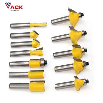 

VACK 12/15pcs/set Woodworking Milling Cutters 1/2 1/4''/8mmShank Carbide Router Bit For Wood Cutter Engraving Cutting Tools