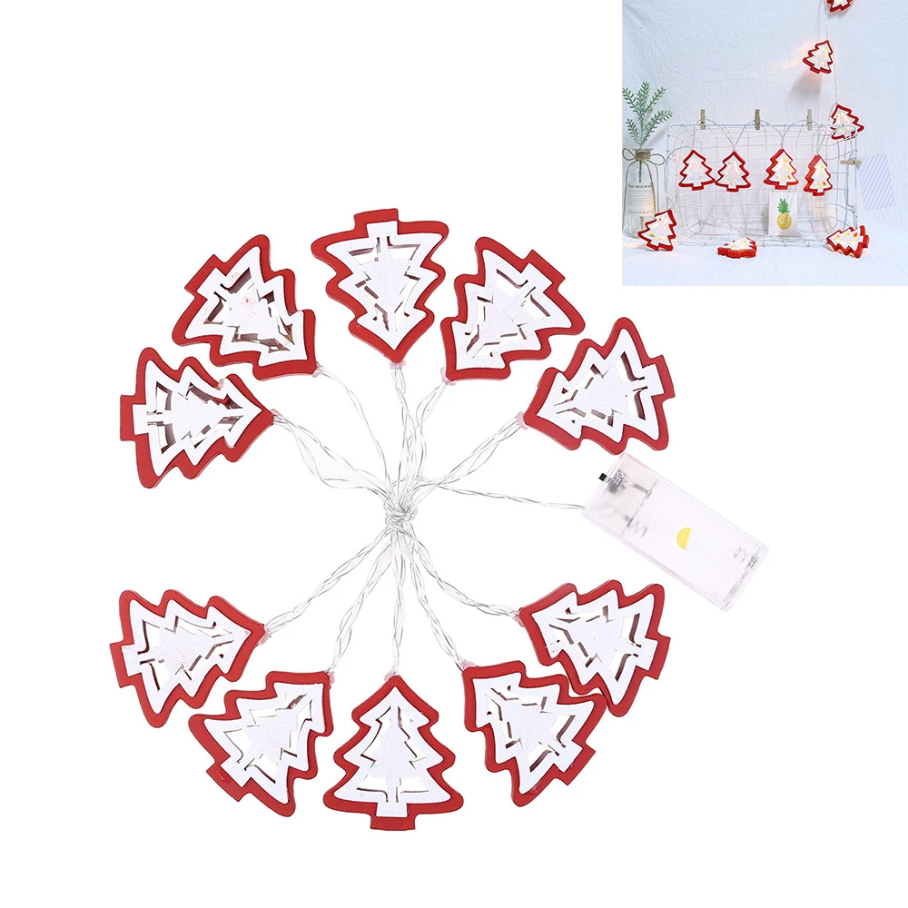 

1.15M 10 Christmas Home Garden Decorations Festival Supplies Night Light LEDs Light Wooden Christmas Tree Shape String Lights