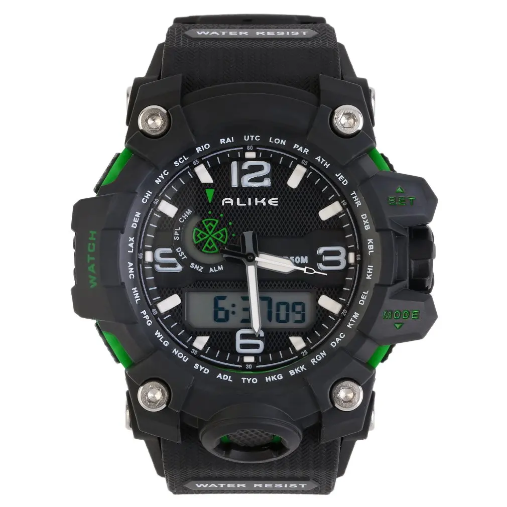 

ALIKE White/Red/Green/Orange/Blue LCD Digital Analog Quartz Sport Wristwatch Rubber Strap Gift AK15116 New Hot Selling