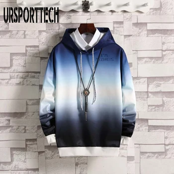 

Spring Autumn Men Hoodies Sweatshirts Men Fleece Streetwear Pullover Hoodie Men/Women Casual Gradient Color Hooded Sweatshirt