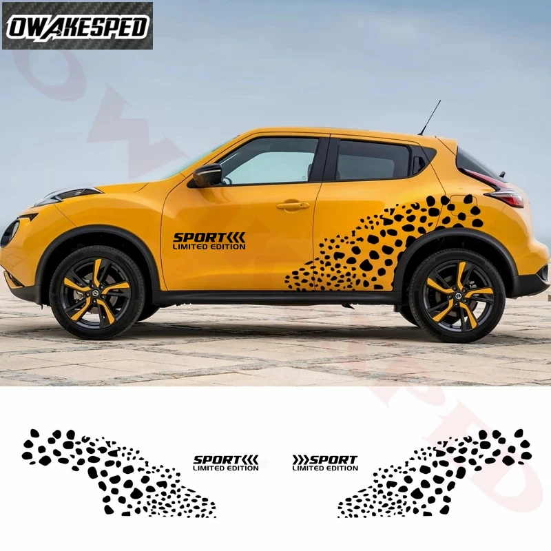 1set Both Side Leopard Print Graphics Decor Stickers For-Nissan JUKE NISMO Car Body Vinyl Decals Auto Door Accessories (4)