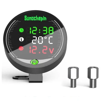 

Motorcycle water temperature meter time voltmeter 12V chronograph USB mobile phone charging 5 in one waterproof digital display