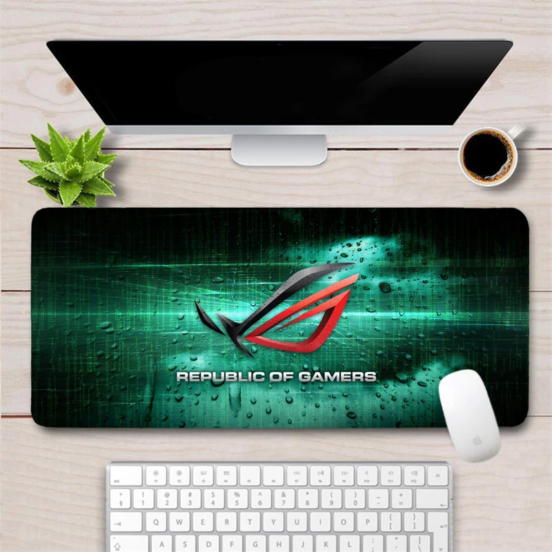 Ceny Duża 80x40cm fajne ASUS podkładka pod mysz do gier dla graczy Gamer blokowanie krawędzi XXL gumowe republiki graczy podkładka pod mysz podkładka pod mysz trwałe biurko na laptopa mata