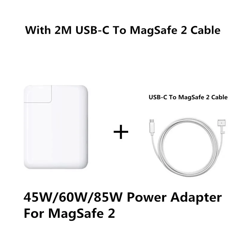 

For 29W/30W/61W/87W USB-C Power Adapter With 2M Type-C To MagSaf* 2 Cable For Apple Macbook Retina Pro Air 45W 60W 85W Charger