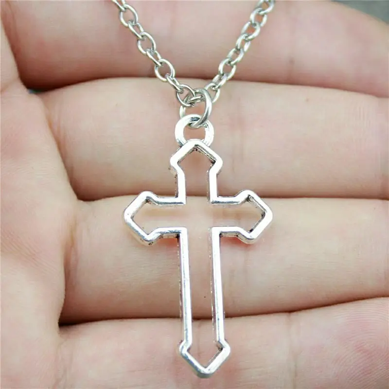 

Fashion Hallowing Out Cross Necklaces for Women White Gold Color Statement Necklace Female Engagement Wedding Jewelry Gifts