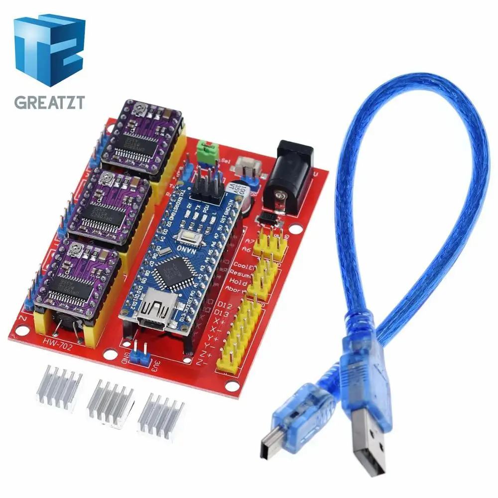 GREATZT 1 комплект 3DV4 CNC Щит V4 + Nano 3 0 шт. DRV8825 Reprap шаговый набор драйверов для