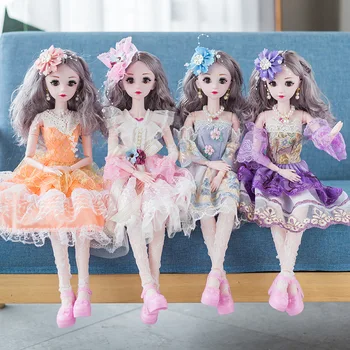

BJD 60cm Doll with Princess Clothes Accessories 4D eyes 12 Movable Jointed Dolls Wedding Gown Dress Toys for Girls Gift DIY toy