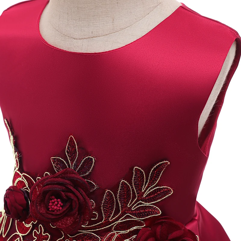 Christmas 2021 Children's Dresses Embroidered Girls Princess Dresses Flower Girls Dress Girls Piano Performance Dovetail Dresses