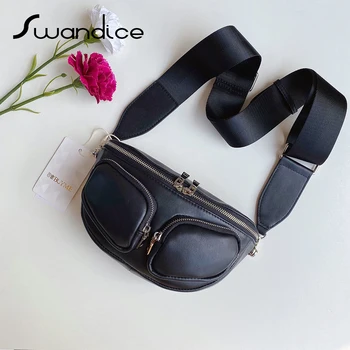 

100% Real Genuine Cow Leather Pockets Saddle Crossbody Messenger Shoulder Chest Bags Handbags 2020 Women Female Purses Calfskin