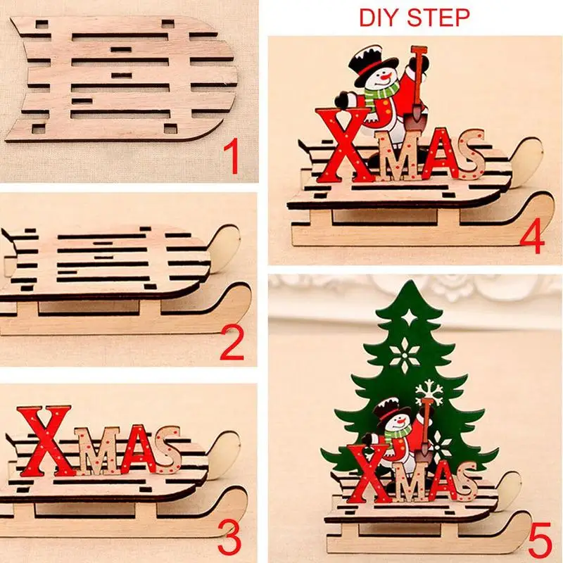 САНТА снеговик олень Рождественские сани украшения Рождественские украшения для поделок деревянные пазлы принадлежности для деревьев подарки на год