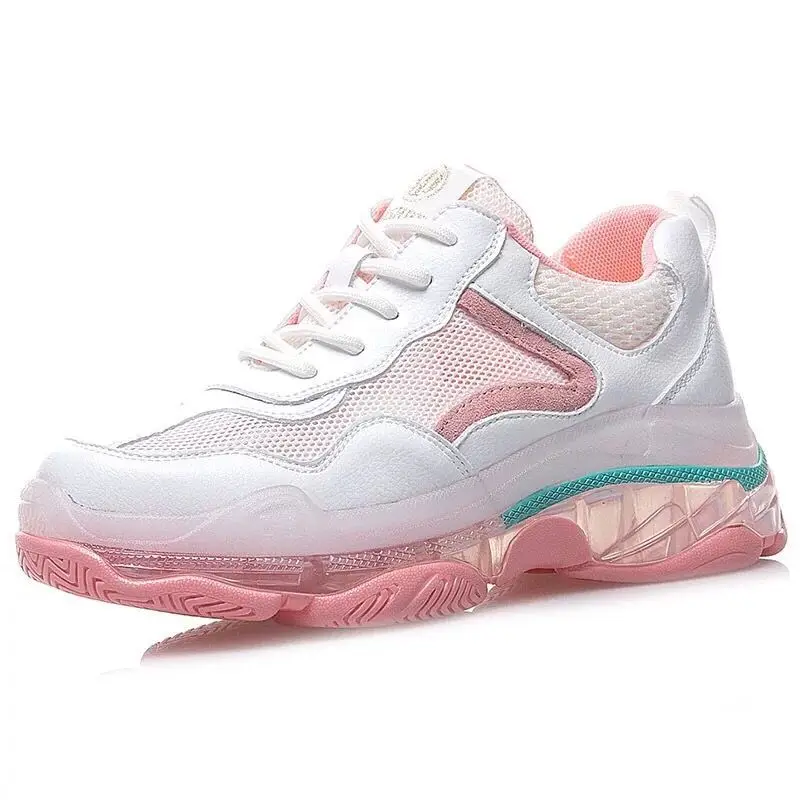 

Macvise 2019 Spring New Women Shoes Genunie Leather Fashion Sneakers Candy Color Thick Sole All Casual Sport Shoes