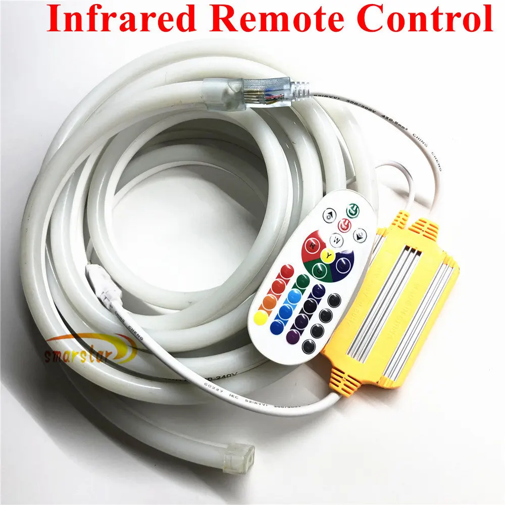 Smarstar 220V 5050 RGB светодиодный гибкий неоновая веревка свет сад парк квадратный DIY Декор водонепроницаемый инфракрасный диоды с беспроводным управлением Свет