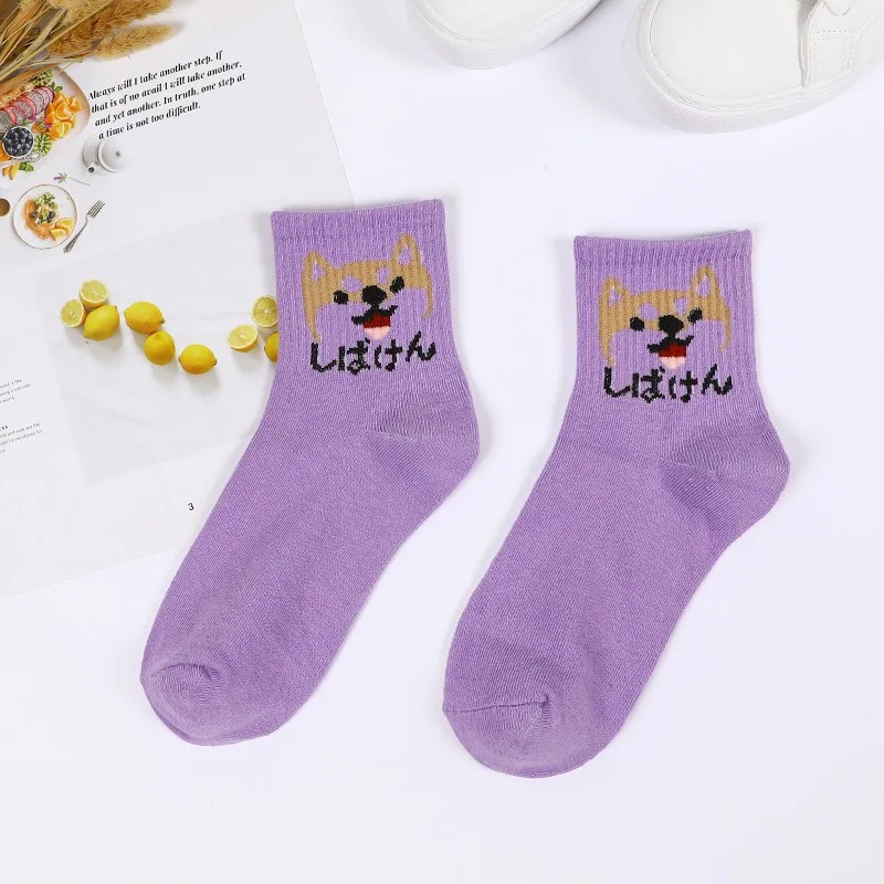 new fashion Harajuku women girls Hip Hop long socks cute Animal dinosaur socks for ladies funny japan cartoon socks - Цвет: 15