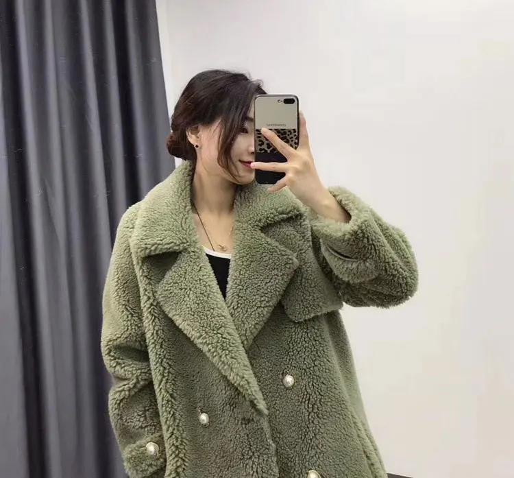 Овечья стрижка пальто костюм воротник женская зимняя замшевая кожаная длинная куртка шерстяное пальто натуральная лампа меховое пальто