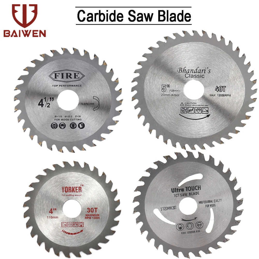 110mm/115mm/125mm Wood Cutting Disc Carbide Tipped Circular Saw Blades For Angle Grinder Woodworking Cutter 4 inch 7 teeth angle grinder wheel disc woodworking circular chain saw disc blades 100mm for wood carving cutting tool gold