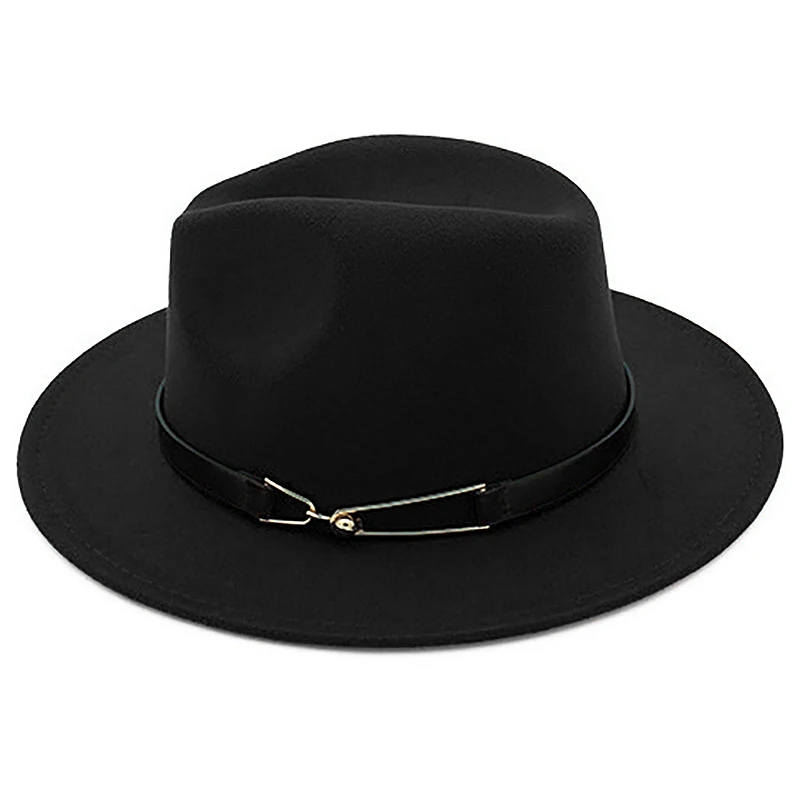 Женская Фетровая Шляпа Fedora, зимние шляпы с широкими полями, осенняя мода, женская шляпа из имитации шерсти, мужская фетровая шляпа