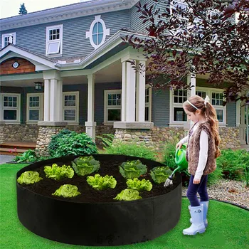 

Garden Bed Fabric Raised Round Planting Container Grow Bags Breathable Felt Pot