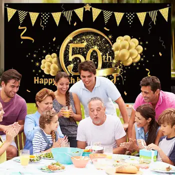 

QIFU 30 40 50 Birthday Backdrop Curtain 30th 40th 50th Anniversary Curtain Party Supplies Birthday Photo Background Decoration