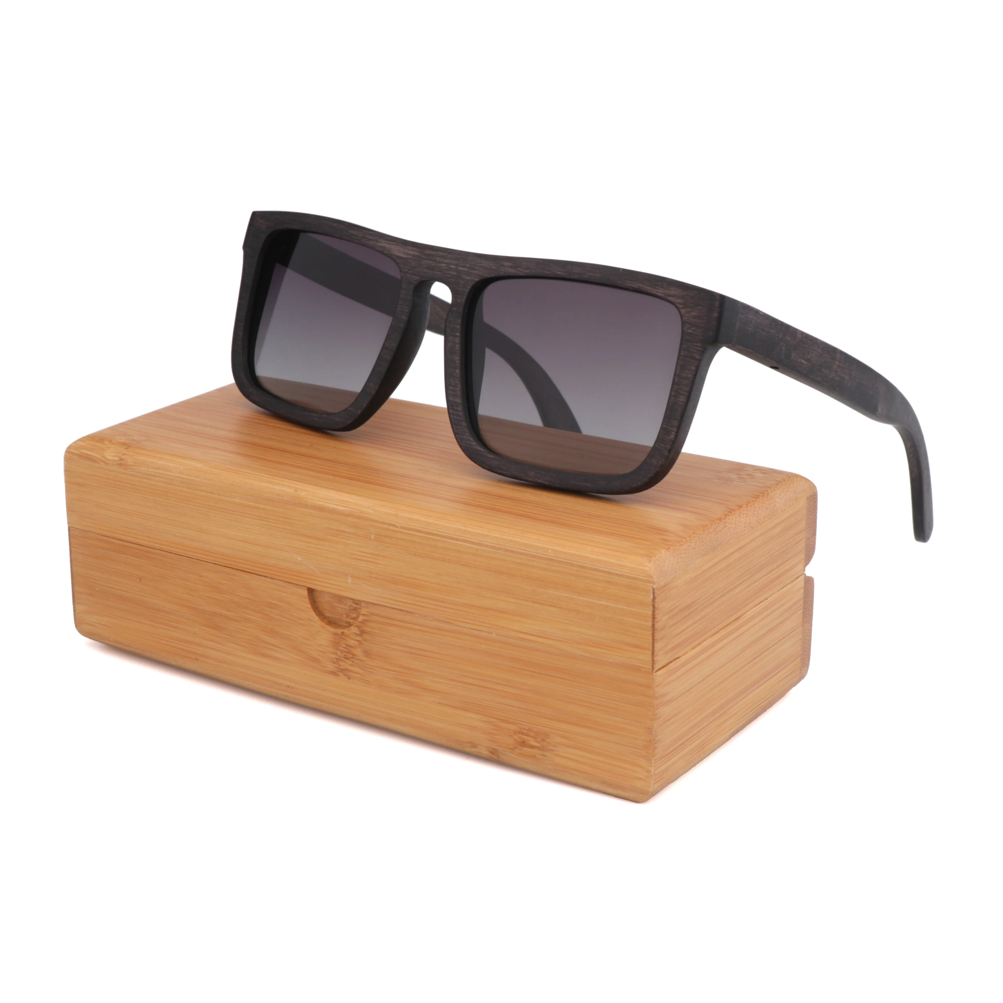 Ретро модные бамбуковые деревянные поляризованные солнцезащитные очки для вождения квадратный Стиль Солнцезащитные очки мужские очки UV400 женские мужские брендовые дизайнерские - Цвет линз: Gradient gray