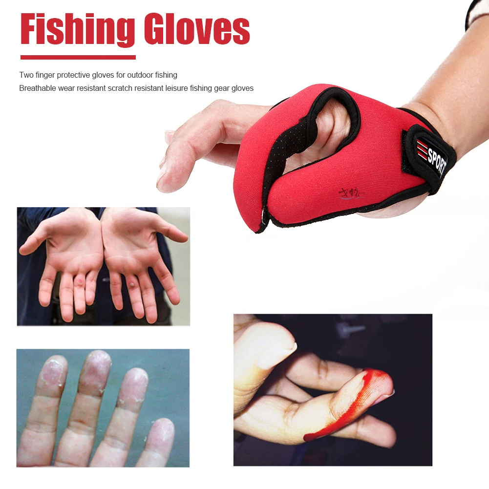 Single-Finger Protector Fishing Gloves Protector Two Finger Anti-Slip  Anti-cut Outdoor Tackle Gloves UV Sun Fishing Equipment
