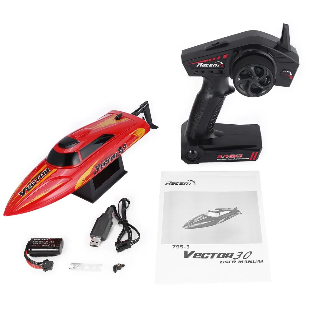 

795-3 30km/h 2.4G Brushed High Speed RC Racing Boat Speedboat Ship with Water Cooling System Self-righting Kids Gift