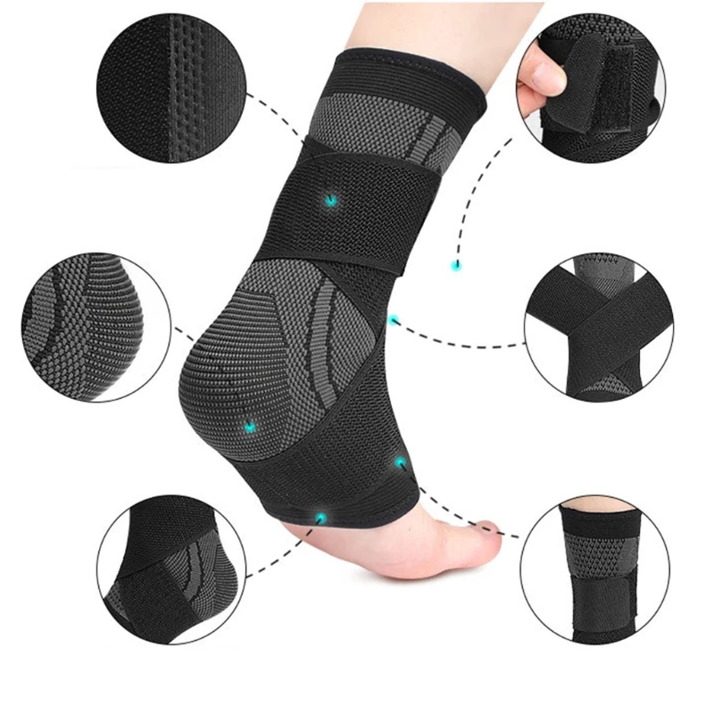 Ankle Brace Compression Sleeve-Relieves Achilles Tendonitis, Joint Pain, Plantar Fasciitis Sock with Foot Arch Support