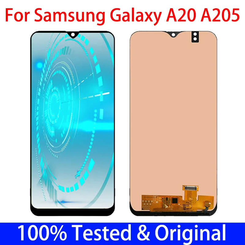 Super amoled для Samsung Galaxy A20 A205 SM-A205F A205U ЖК-дисплей сенсорный экран дигитайзер замена A205F