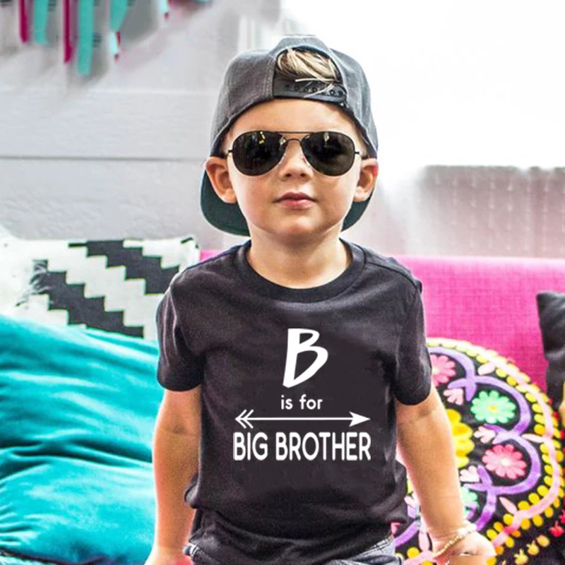 B Is For Big Brother Print Funny Kids Tshirt Toddler Boys Fashion