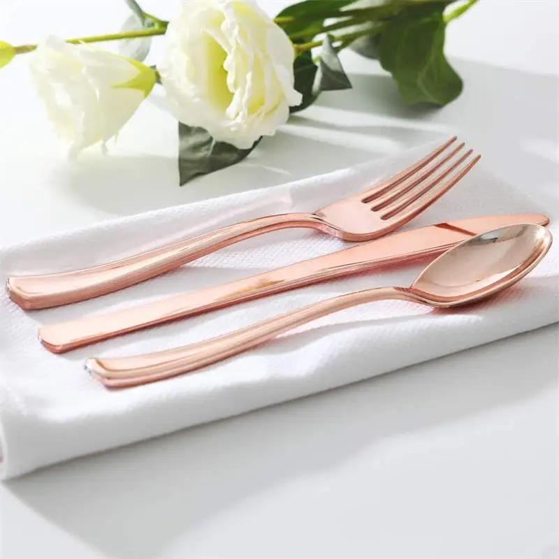 Rose Gold Plastic Silverware (3)