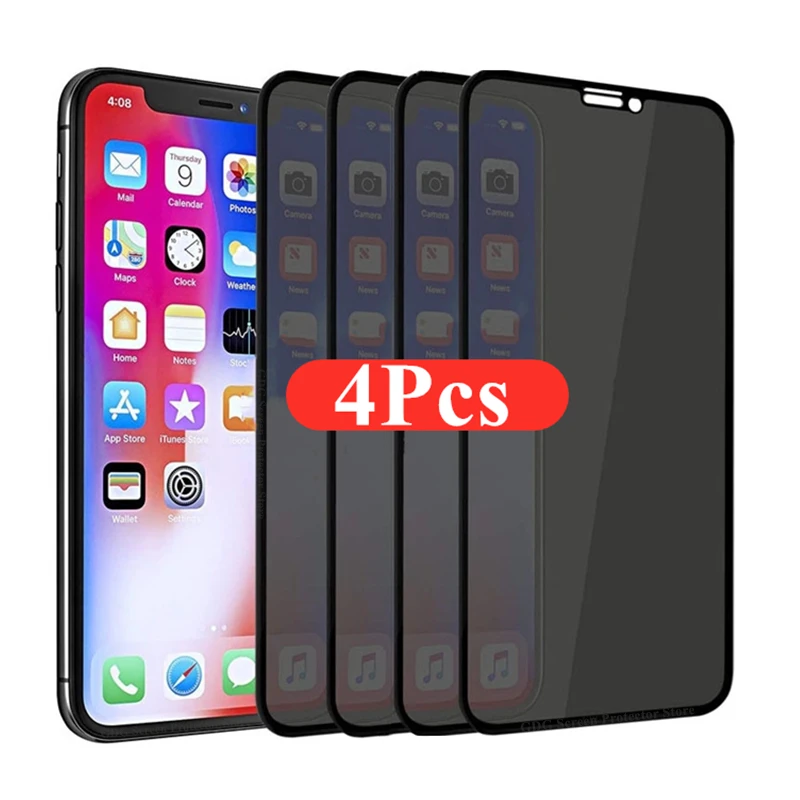 1-4Pcs 30 Degrees Privacy Screen Protectors for IPhone 12 11 Pro Max 13 Mini Anti-spy Protective Glass for IPhone XS XR X 7 Plus