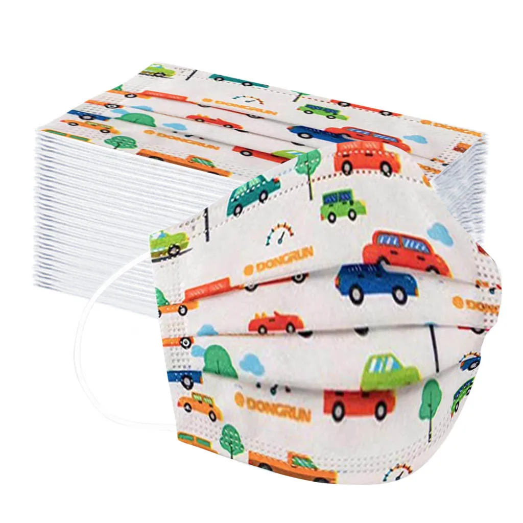10/50pcs Mascarillas Niños Children Disposable Mask Kids Cartoon Car Printed 3 Ply Filters Mouth Masque Enfant Halloween | Тематическая