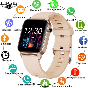 

LIGE Fitness Smart Watch Heart Rate and Blood Pressure Monitoring Sport Waterproof Watch for Android ios Reloj Music Men Woman